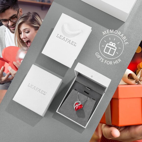 Infinity Love Birthstone Heart Pendant Ruby Red Necklace Women Mom Wife Silver - Picture 5 of 8